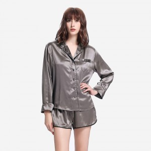 LilySilk 100 Silk Blouses Female Sleeping Shirt Long Sleeve 22 Momme Pajama Top With Trimming Feminino Free Shipping