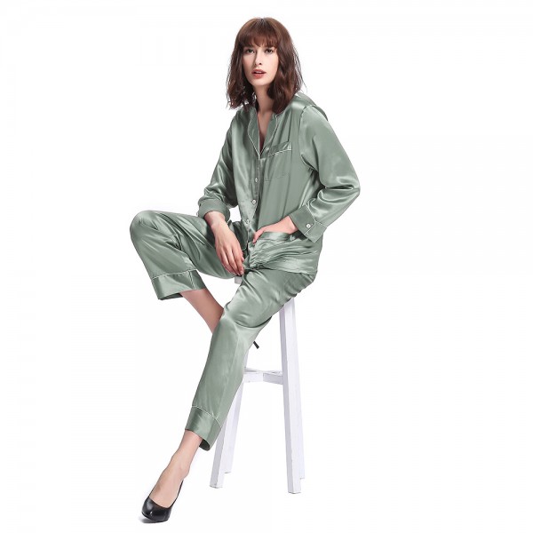 LilySilk Silk Pajamas Set 22 Momme Chic Trimmed Women New Free Shipping