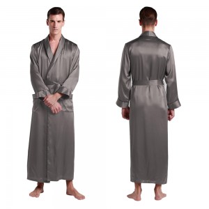 LilySilk 100 Silk Robe Sleepwear kimono Men 22 momme Contra Full Length Luxury Natural Men's Clothing Free Shipping