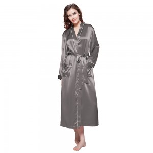 LilySilk 100 Silk Robe Sleepwear Kimono Women 22 momme Contra Trim Chinese Full Length Women's Clothing Free Shipping