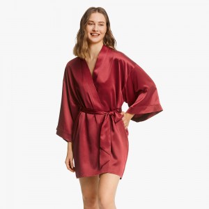 LilySilk Silk Robe 22 Momme Glossy Silk Mini Robe For Women Free Shipping