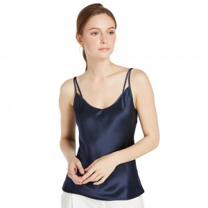 LilySilk 100 Silk Camisole Top Women 22 momme Double Strap Basic Lingerie Charmeuse Soft Navy Blue Summer Free Shipping