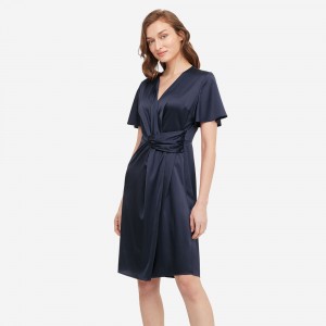 LilySilk Silk Dress Stylish Overlapping Design Women NEW Free Shipping