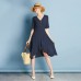 LilySilk 18mm Silk Dress Women Clothes Ladies Summer Party Ruffle Trim V Neck New Free Shipping